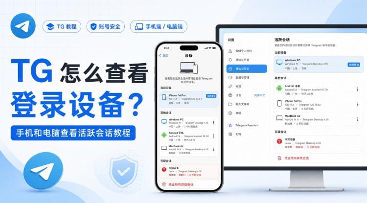 TG 怎么查看登录设备?手机和电脑端查看活跃会话教程