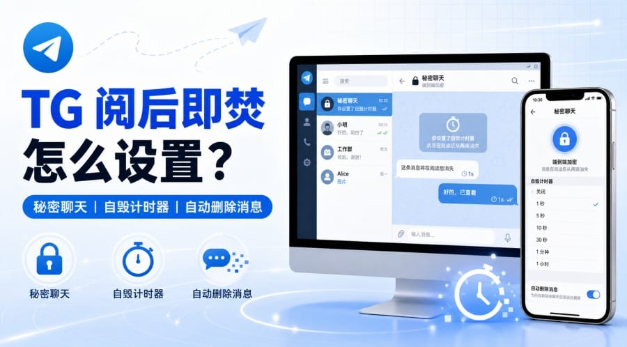 TG 阅后即焚怎么设置?秘密聊天、自毁计时器和自动删除消息教程