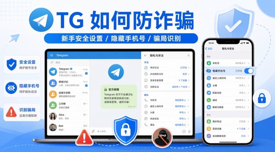 TG 如何防诈骗?新手安全设置、隐藏手机号与骗局识别指南